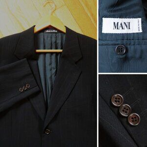 Giorgio Armani MANI Blazer Men's 42 LONG Woven Black 100% WOOL Sport Coat ITALY